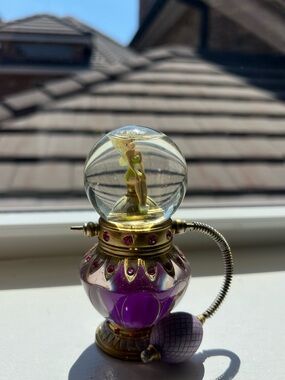 Rare Disney Parks Peter Pan Miniature Tinkerbell Perfume Bottle Snow Globe 2006